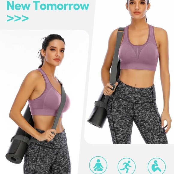 Black Pink Women’s High Impact Seamless Racerback Padded Sports Bra for Yoga & W - Picture 6 of 6